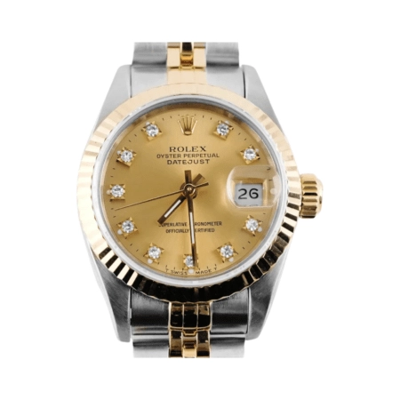 Rolex Lady-Datejust Stainless Steel and Yellow Gold Champagne Diamond Dial 69173
