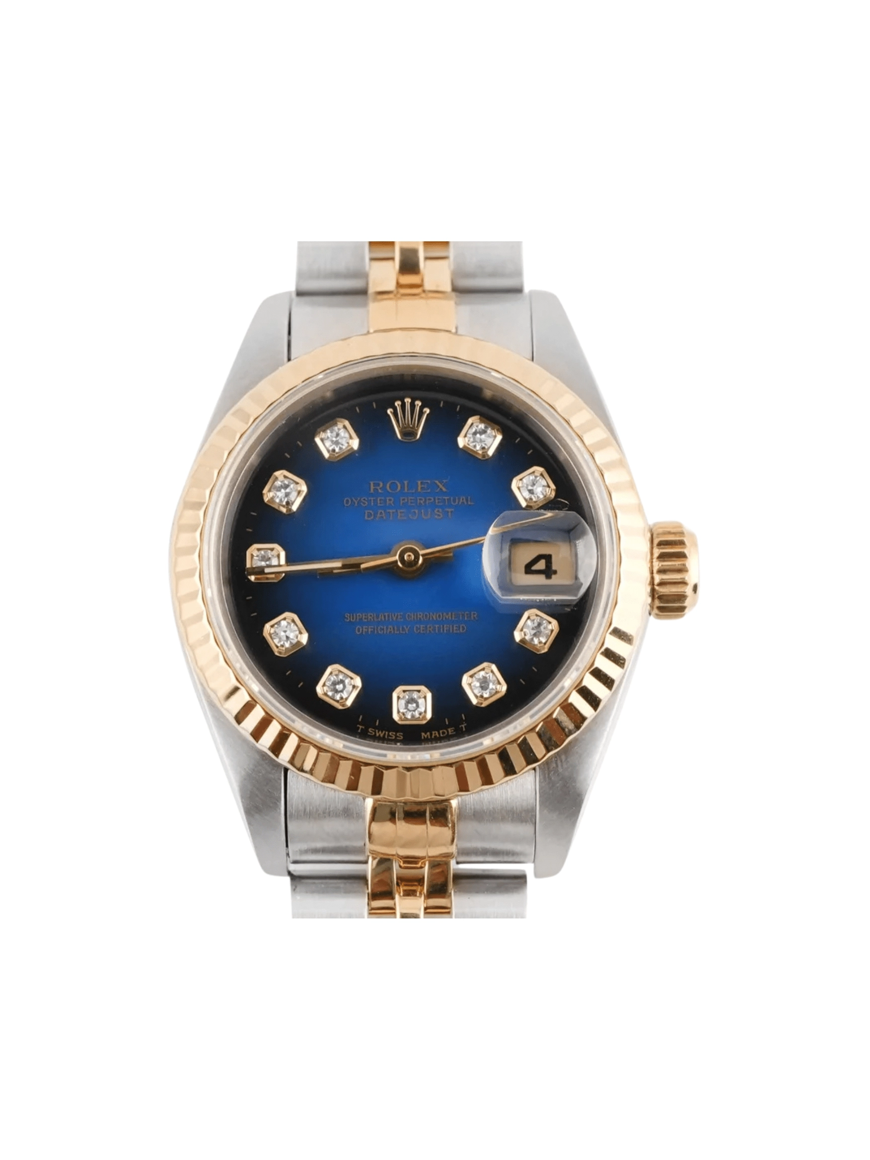 Rolex Lady-Datejust Stainless Steel and Yellow Gold Blue Ombre Diamond Dial 69173