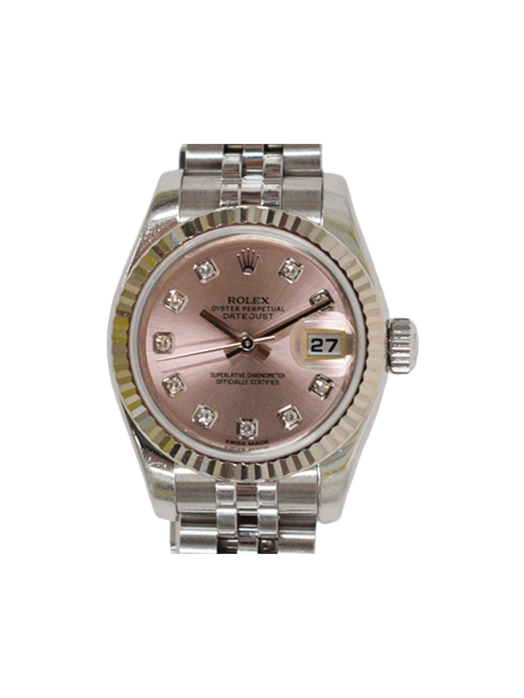 Rolex Lady-Datejust Stainless Steel and White Gold Pink Diamond Dial 179174G