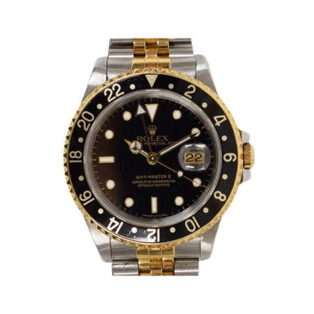 Rolex GMT-Master II Stainless Steel and Yellow Gold Black Dial 16713