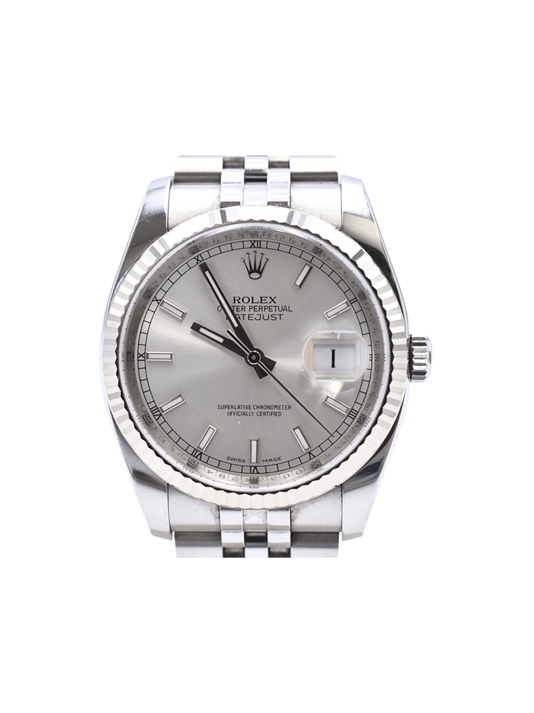 Rolex Datejust 36 Stainless Steel and White Gold Silver Dial 116234