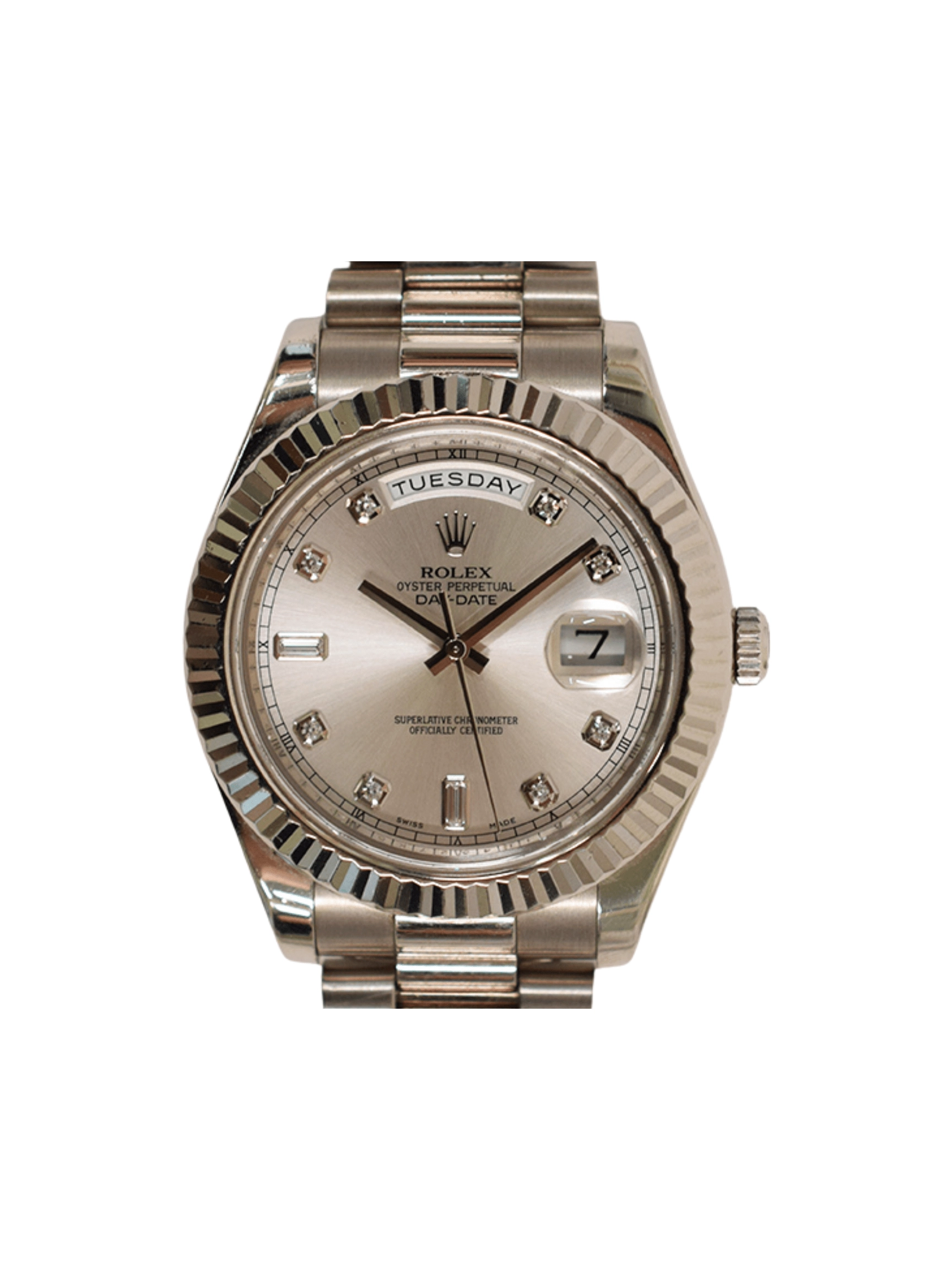 Rolex Day-Date II White Gold Silver Diamond Dial 218239A