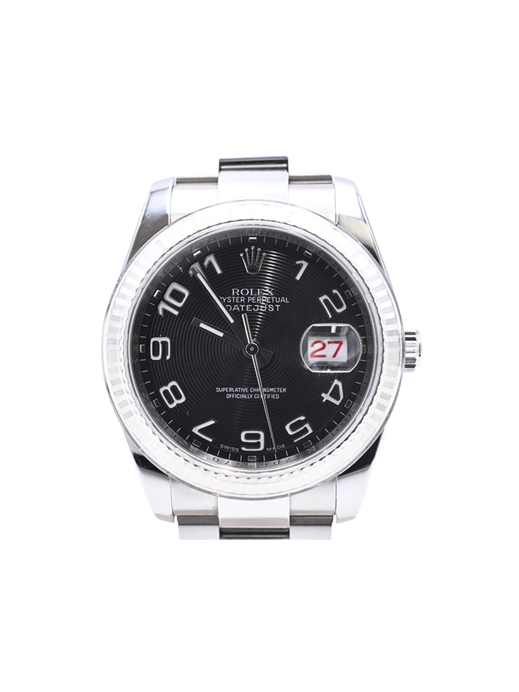 Rolex Datejust 36 Stainless Steel and White Gold Black Arabic Concentric Dial 116234