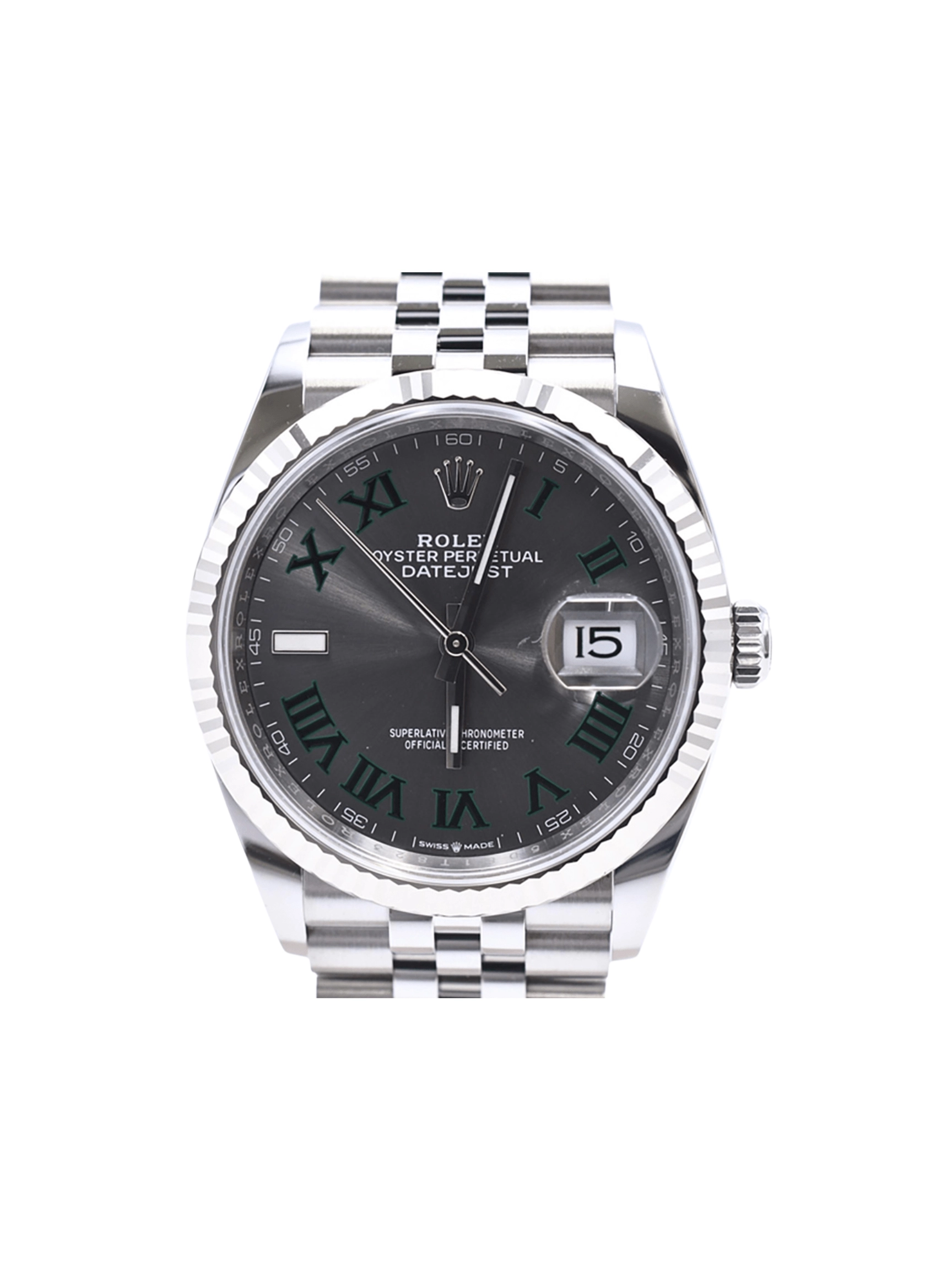 Rolex Datejust 36 Stainless Steel and White Gold Wimbledon Roman Dial 126234
