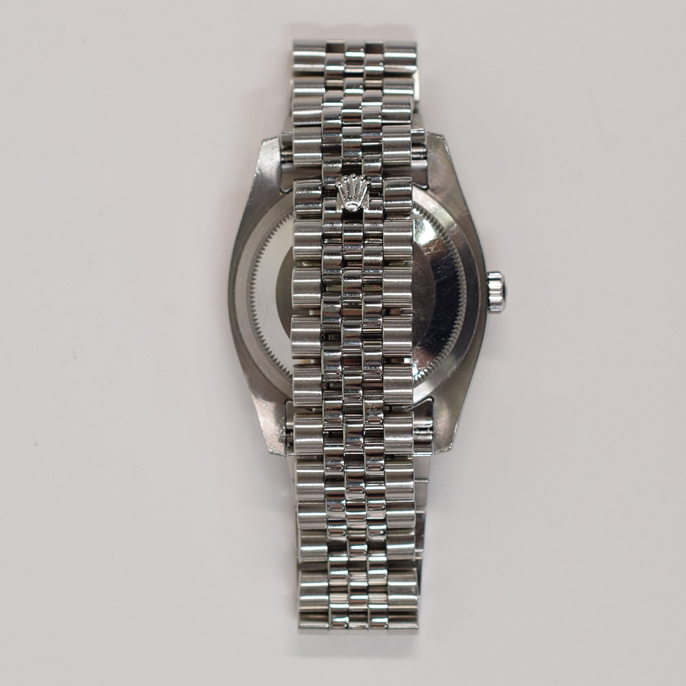 Rolex Datejust 36 Stainless Steel and White Gold Brown Wave 6&9 Diamond Dial 116234