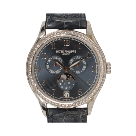 Patek Philippe Annual Calendar Complications Moon Phase White Gold Blue Arabic Dial 4947G-001