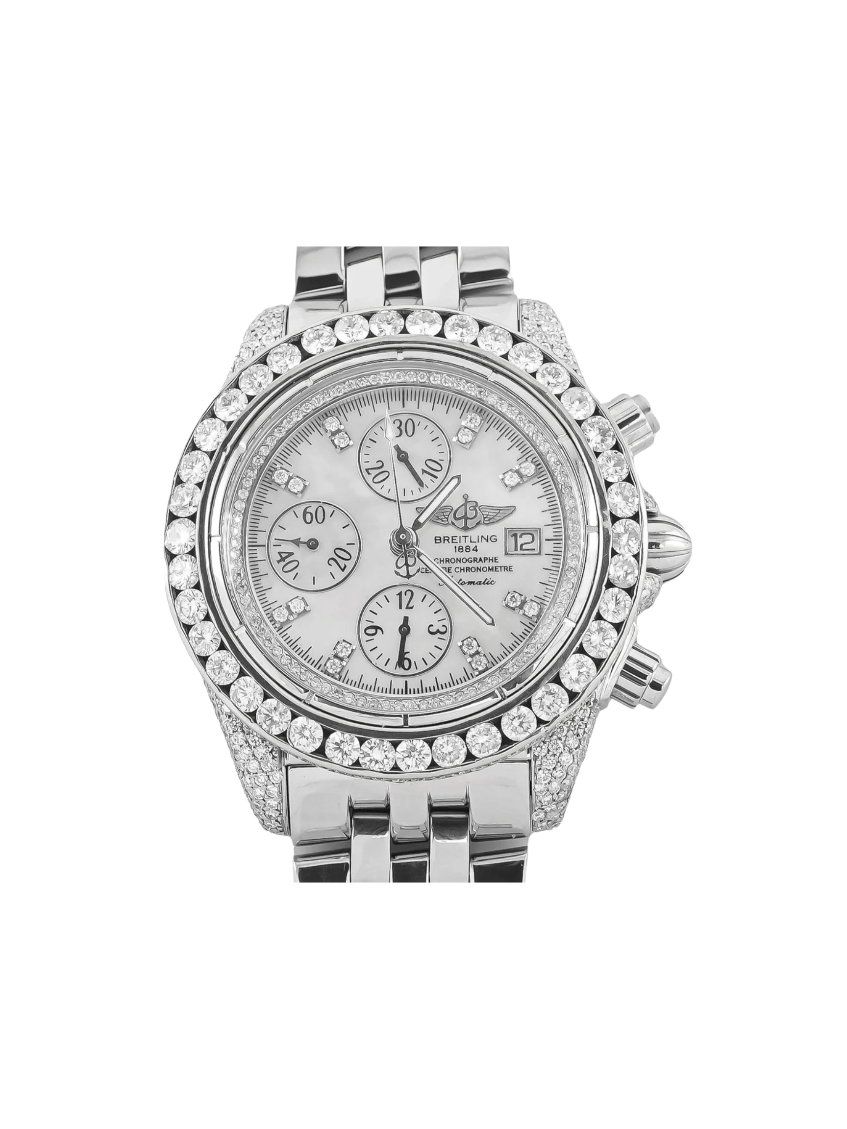 Breitling Chronomat Evolution Stainless Steel Mother of Pearl Diamond Dial A13356