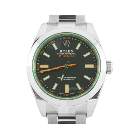 Rolex Milgauss Green Crystal Stainless Steel Black Dial 116400GV