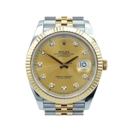Rolex Datejust 41 Stainless Steel and Yellow Gold Champagne Diamond Dial 126333
