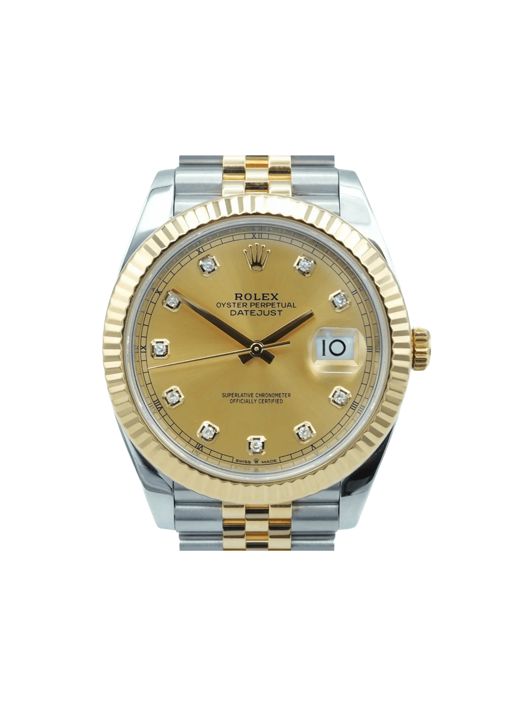 Rolex Datejust 41 Stainless Steel and Yellow Gold Champagne Diamond Dial 126333