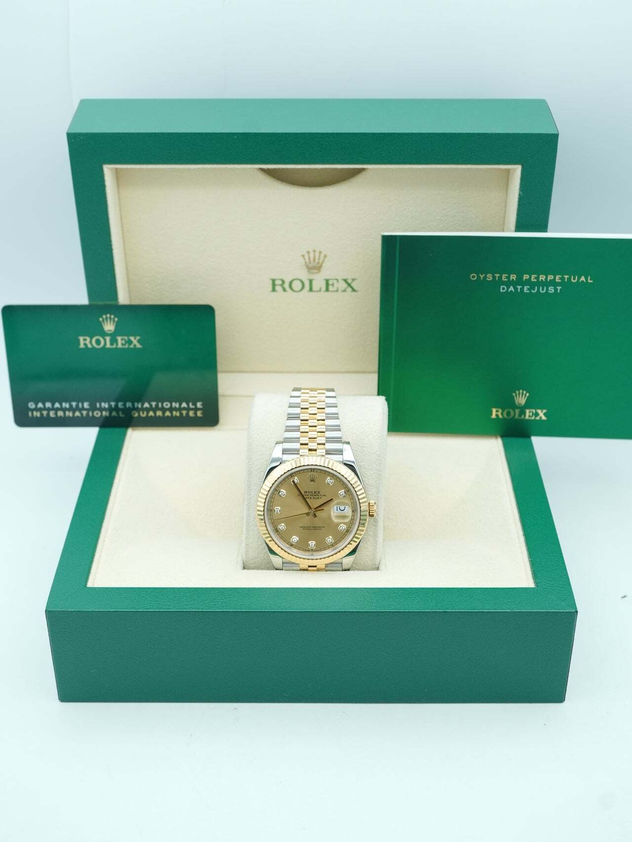 Rolex Datejust 41 Stainless Steel and Yellow Gold Champagne Diamond Dial 126333