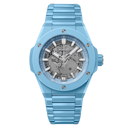 Hublot Big Bang Integrated Time Only Sky Blue Ceramic Skeleton Dial 456.EX.5120.EX