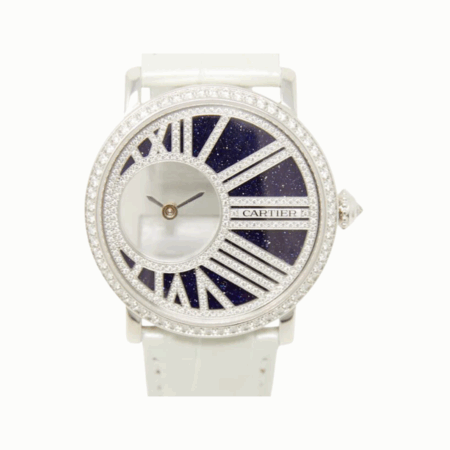 Cartier Rotonde De Cartier Mysterious Hours 35mm Diamond Bezel Blue Dial HPI01197