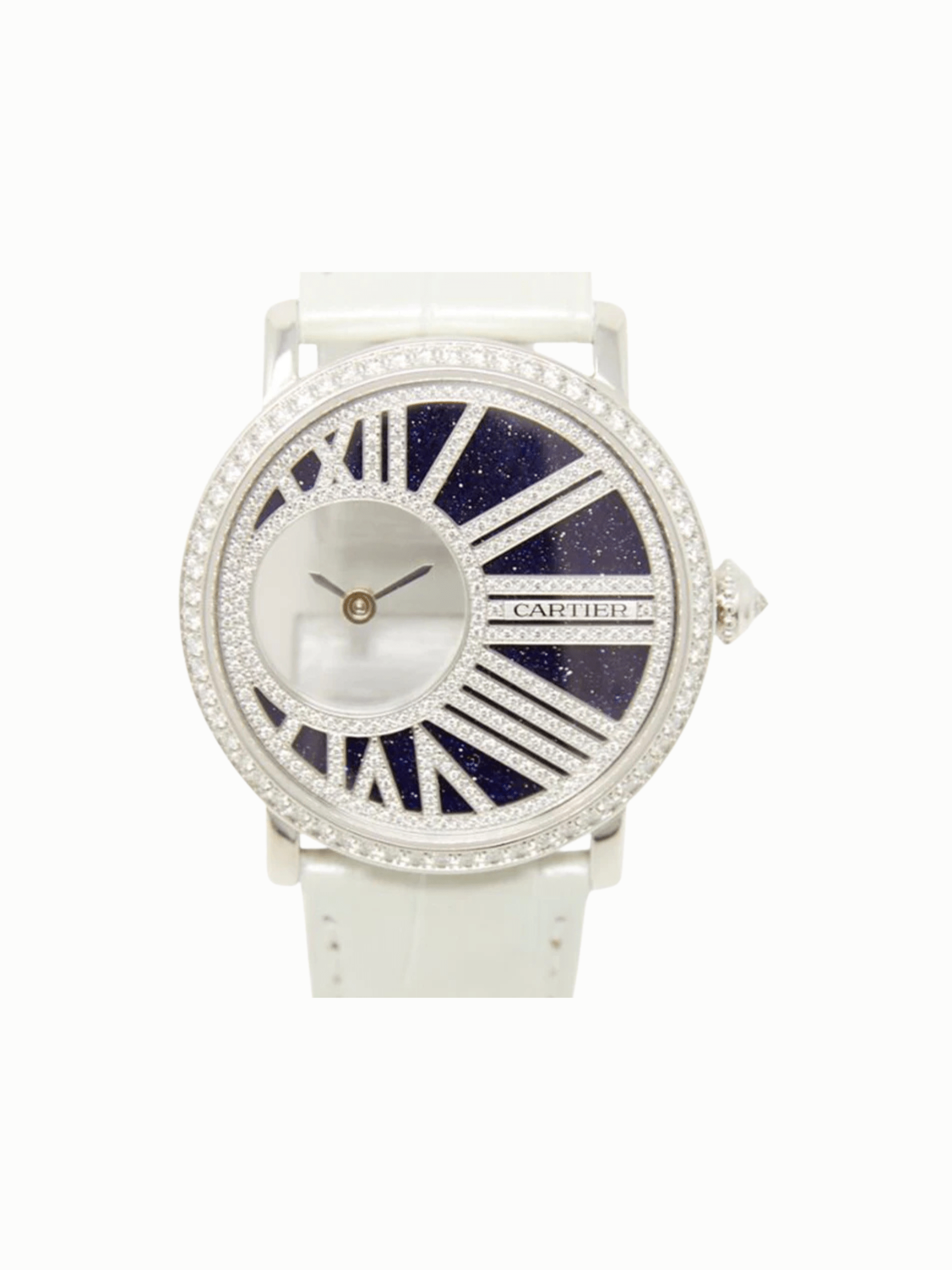 Cartier Rotonde De Cartier Mysterious Hours 35mm Diamond Bezel Blue Dial HPI01197