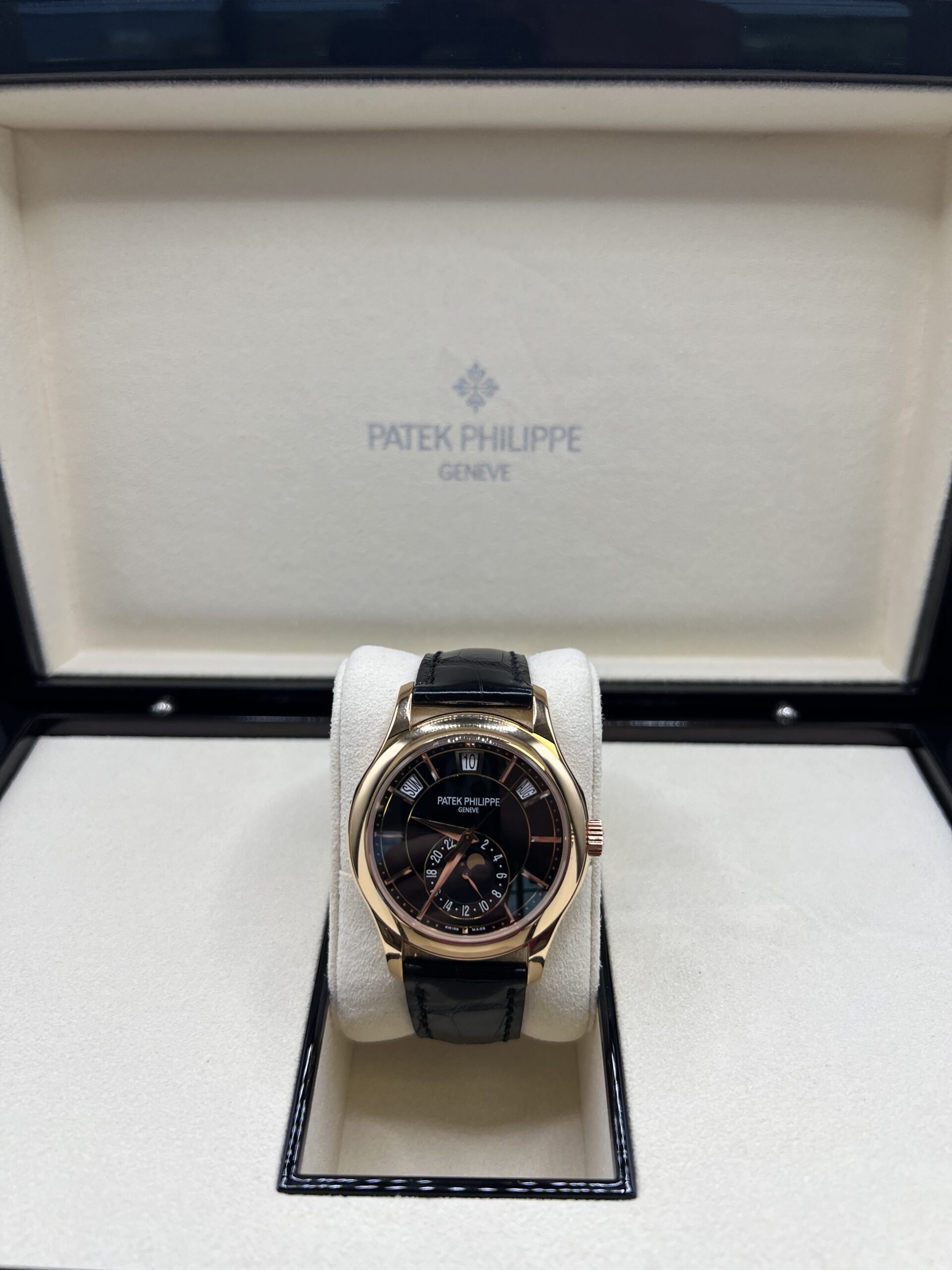 Patek Philippe Annual Calendar Rose Gold Black Dial 5205R-010