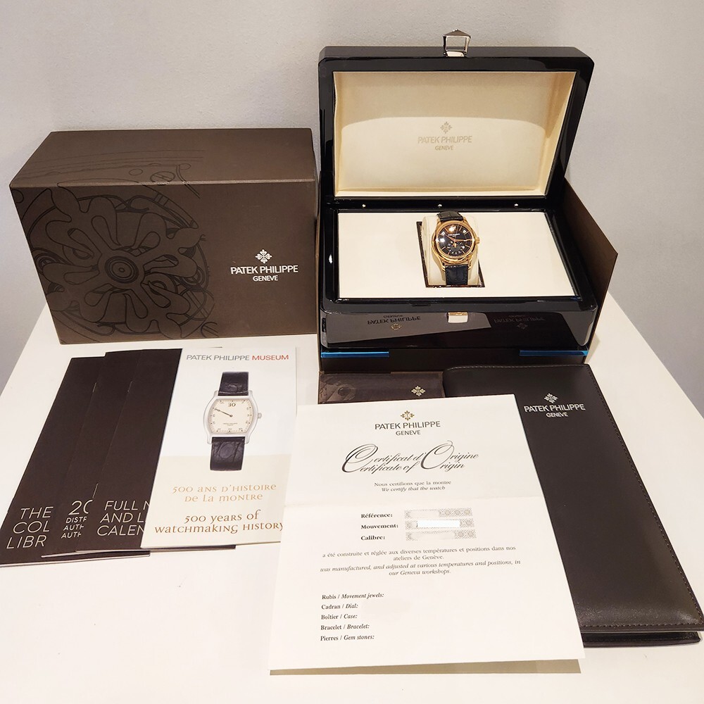 Patek Philippe Annual Calendar Rose Gold Black Stick Dial 5205R-010