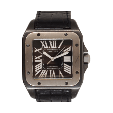 Cartier Santos 100 Titanium and Stainless Steel Black Roman Dial W2020010