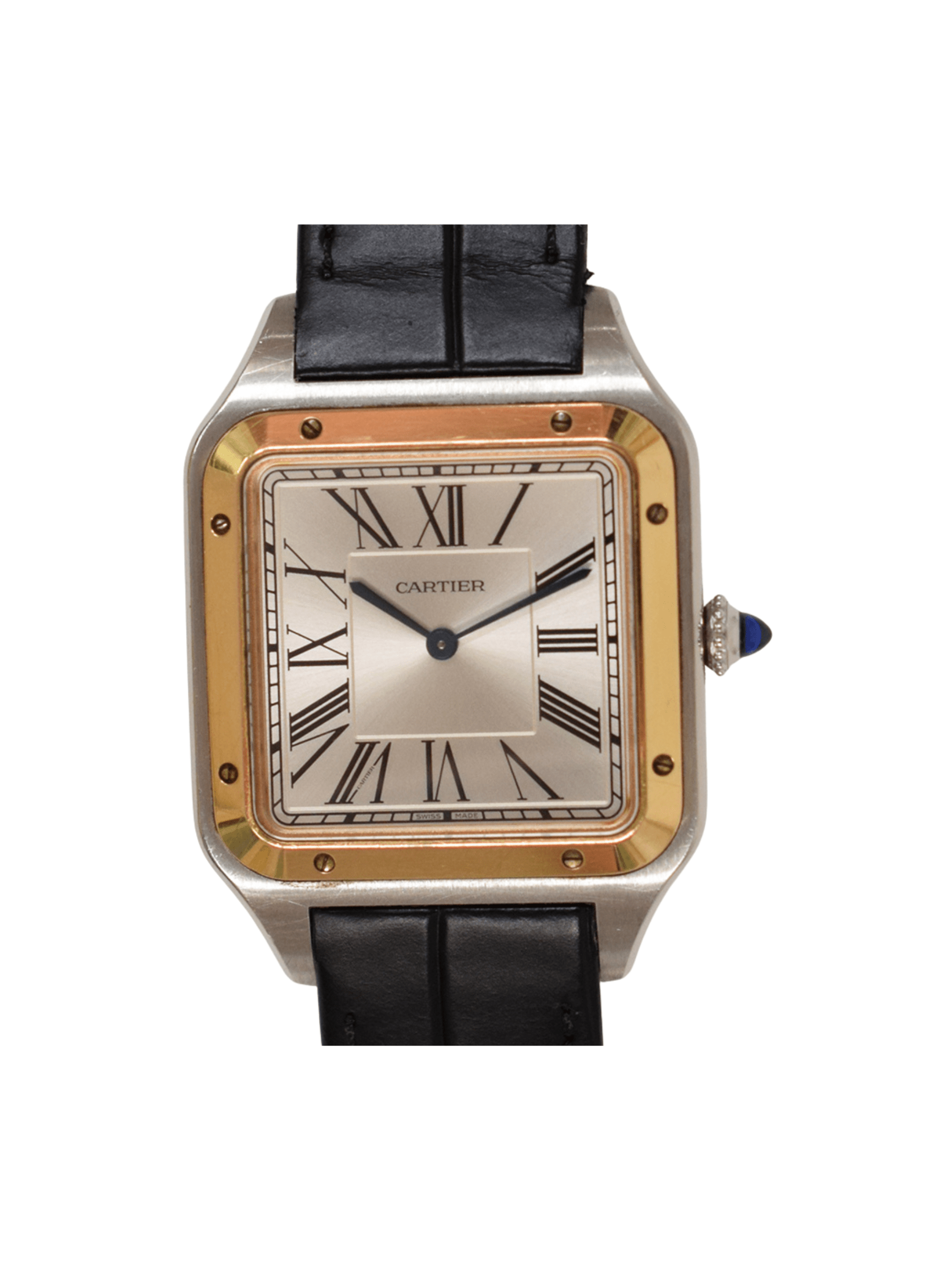 Cartier Santos Dumont Stainless Steel and Rose Gold Silver Roman Dial WGSA0017