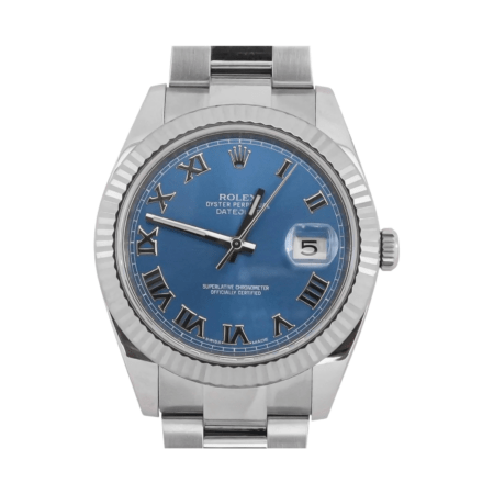 Rolex Datejust Stainless Steel and White Gold Blue Roman Dial 126334