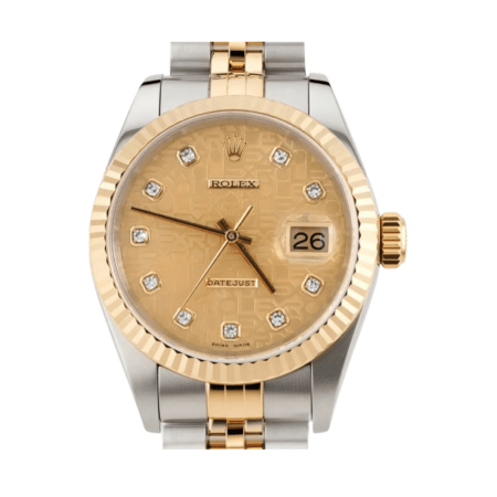 Rolex Datejust Stainless Steel and Yellow Gold Champagne Diamond Dial 16233