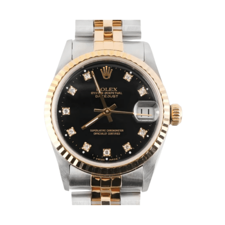 Rolex Datejust Stainless Steel and Yellow Gold Black Diamond Dial 68273