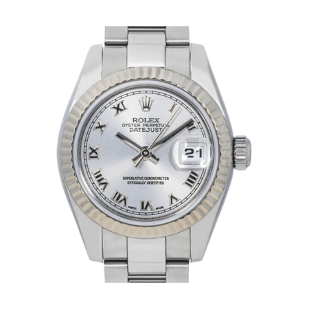 Rolex Lady-Datejust Stainless Steel and White Gold Rhodium Roman Dial 179174