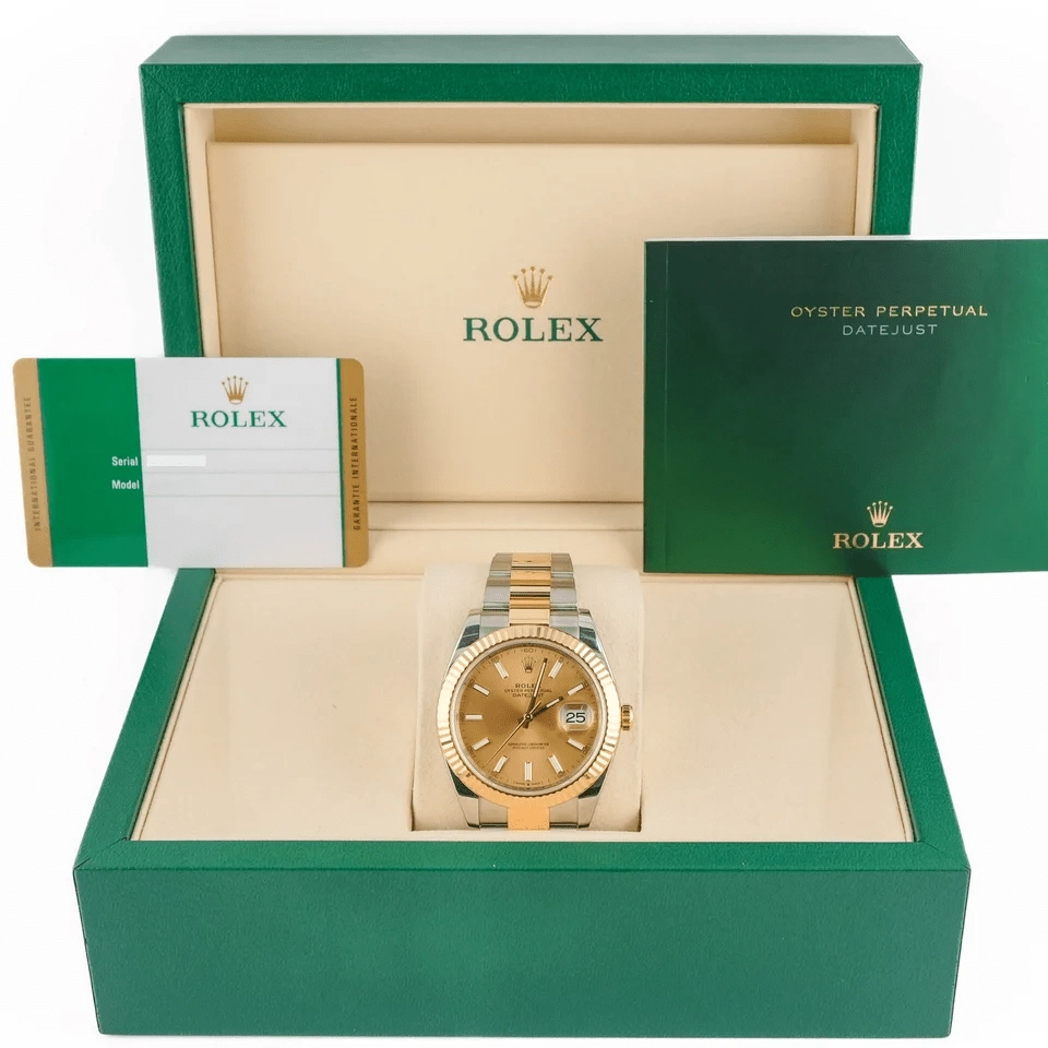 Rolex Datejust Stainless Steel and Yellow Gold Champagne Stick Dial 126333