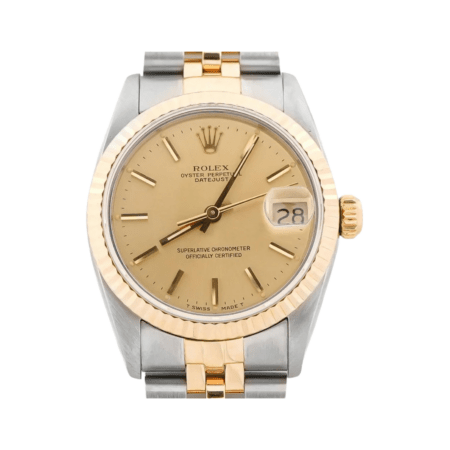 Rolex Datejust Stainless Steel and Yellow Gold Champagne Stick Dial 68273