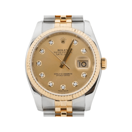 Rolex Datejust Stainless Steel and Yellow Gold Champagne Diamond Dial 116233