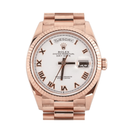 Rolex Day-Date 36 Rose Gold White Roman Dial 128235