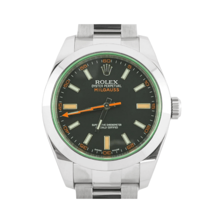 Rolex Milgauss Green Crystal Stainless Steel Black Dial 116400GV