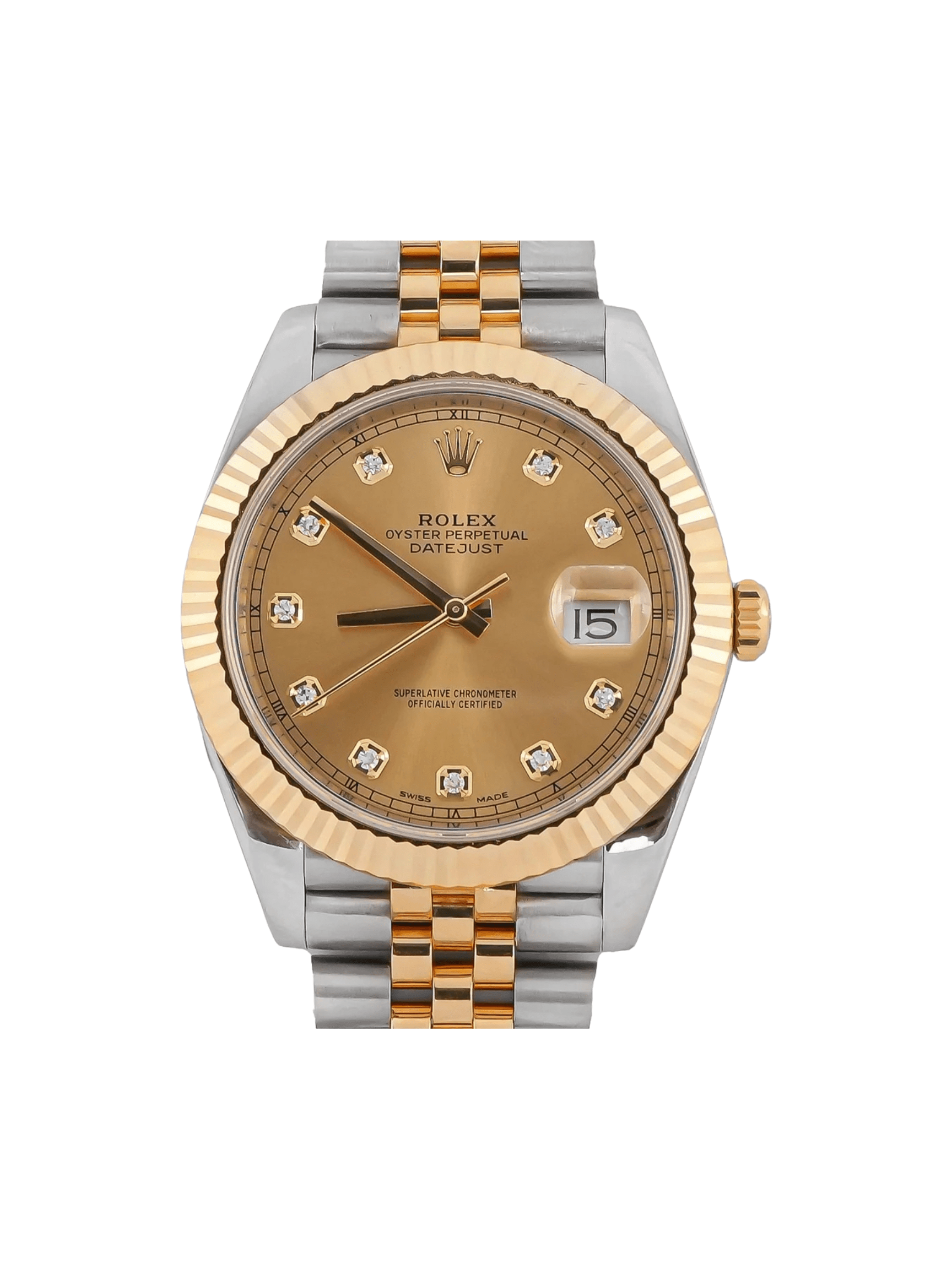 Rolex Datejust Stainless Steel and Yellow Gold Champagne Diamond Dial 126333