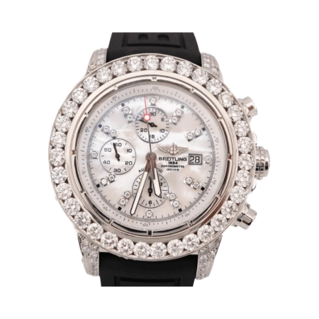 Breitling Super Avenger Chronograph Stainless Steel Mother of Pearl Diamond Dial A13370