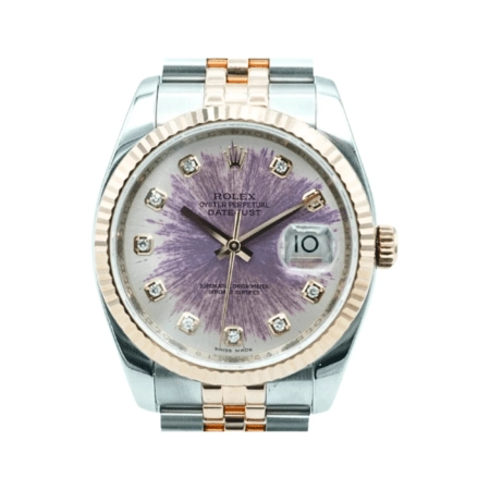 Rolex Datejust Stainless Steel and Rose Gold Sun Damaged Diamond Dial 116231