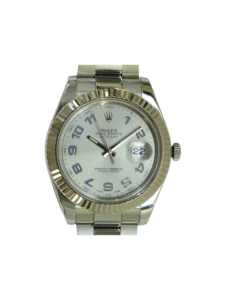 Rolex Datejust II Stainless Steel and White Gold Silver Blue Arabic Dial 116334
