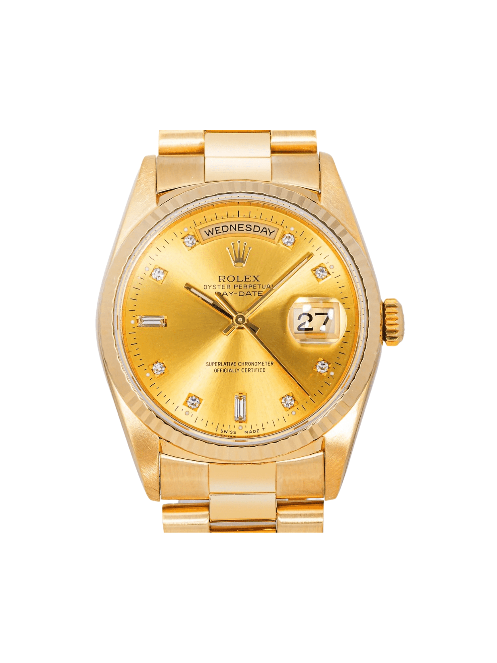 Rolex Day-Date 36 Yellow Gold Champagne Diamond Dial 18238