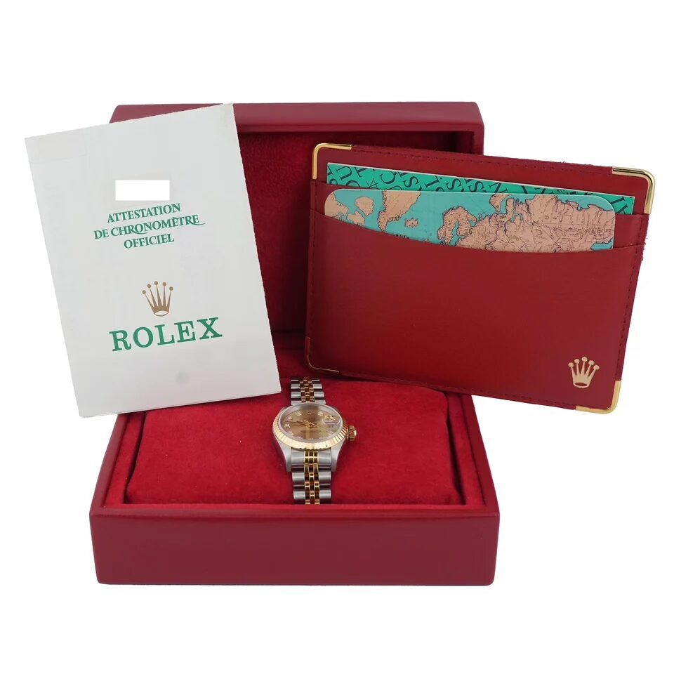 Rolex Lady-Datejust Stainless Steel and Yellow Gold Champagne Diamond Dial 69173