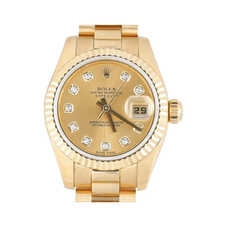 Rolex Lady-Datejust Yellow Gold Champagne Diamond Dial 179178