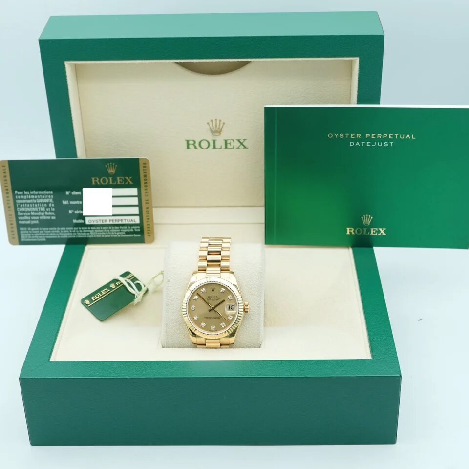 Rolex Datejust Yellow Gold Champagne Diamond Dial 178278