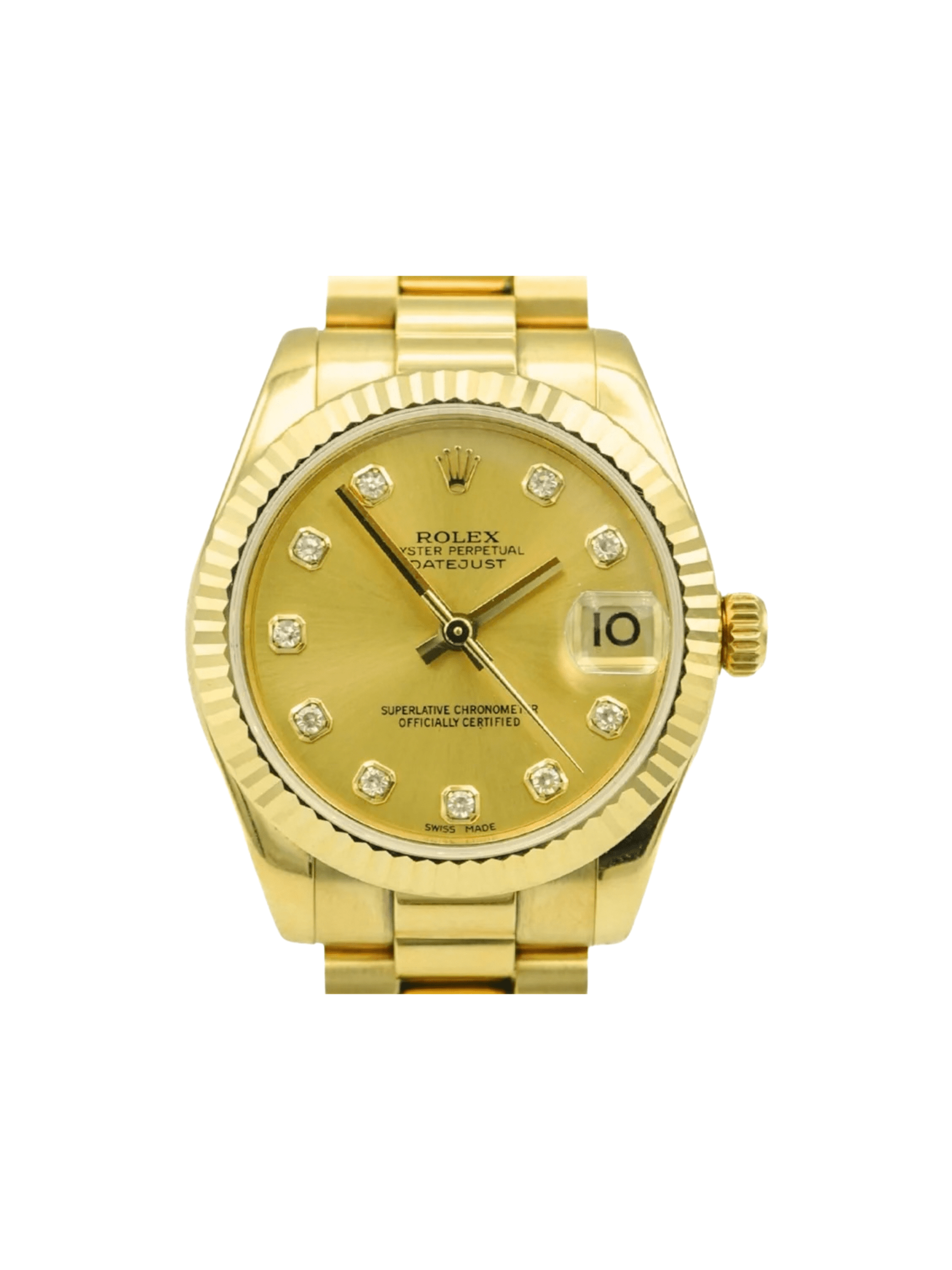 Rolex Datejust Yellow Gold Champagne Diamond Dial 178278