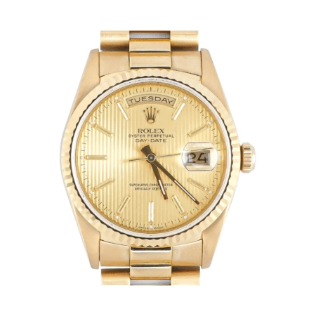 Rolex Day-Date 36 Yellow Gold Champagne Linen Stick Dial 18238