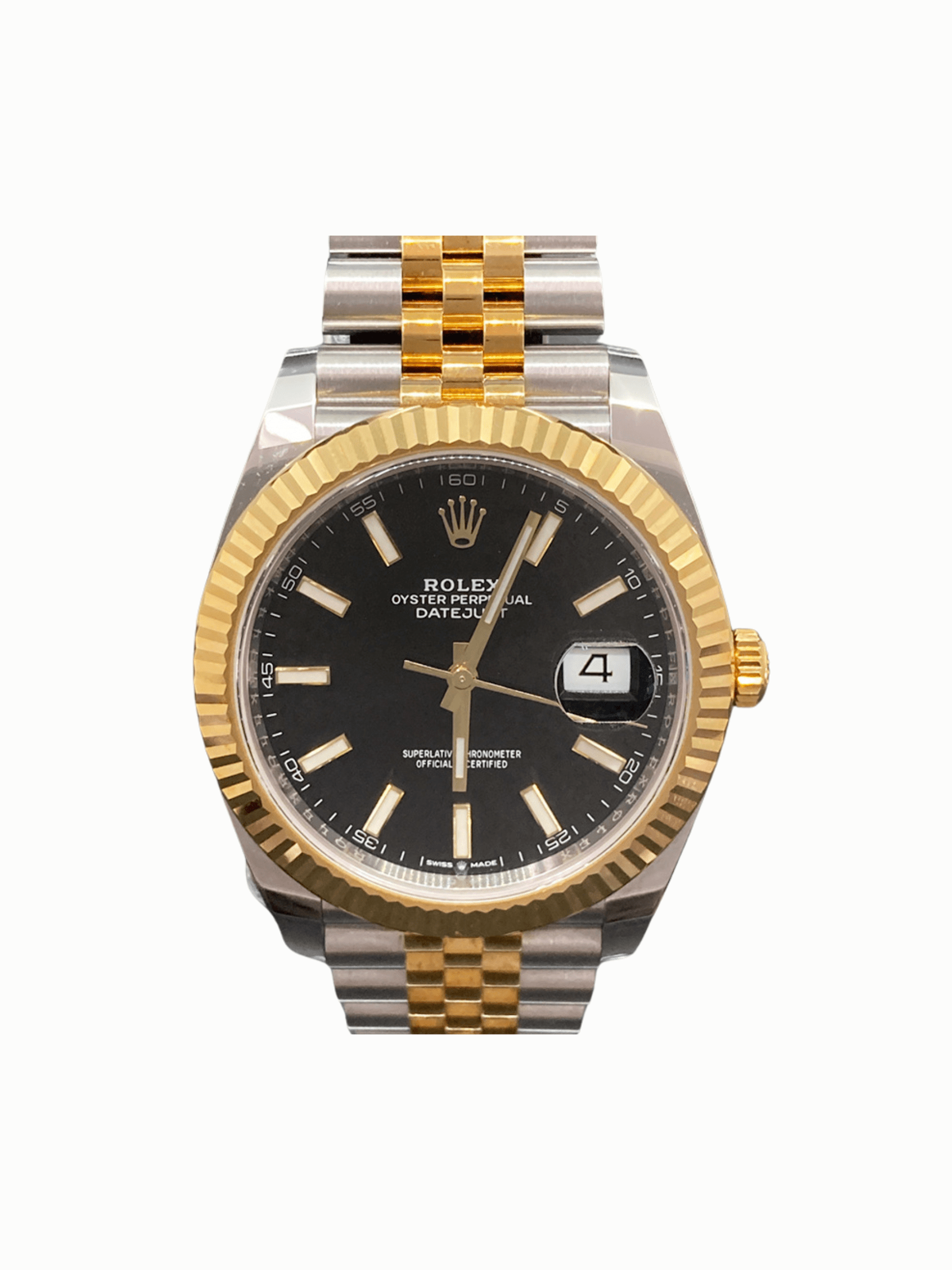 Rolex Datejust 41 Yellow Gold and Steel Black Stick Dial 126333