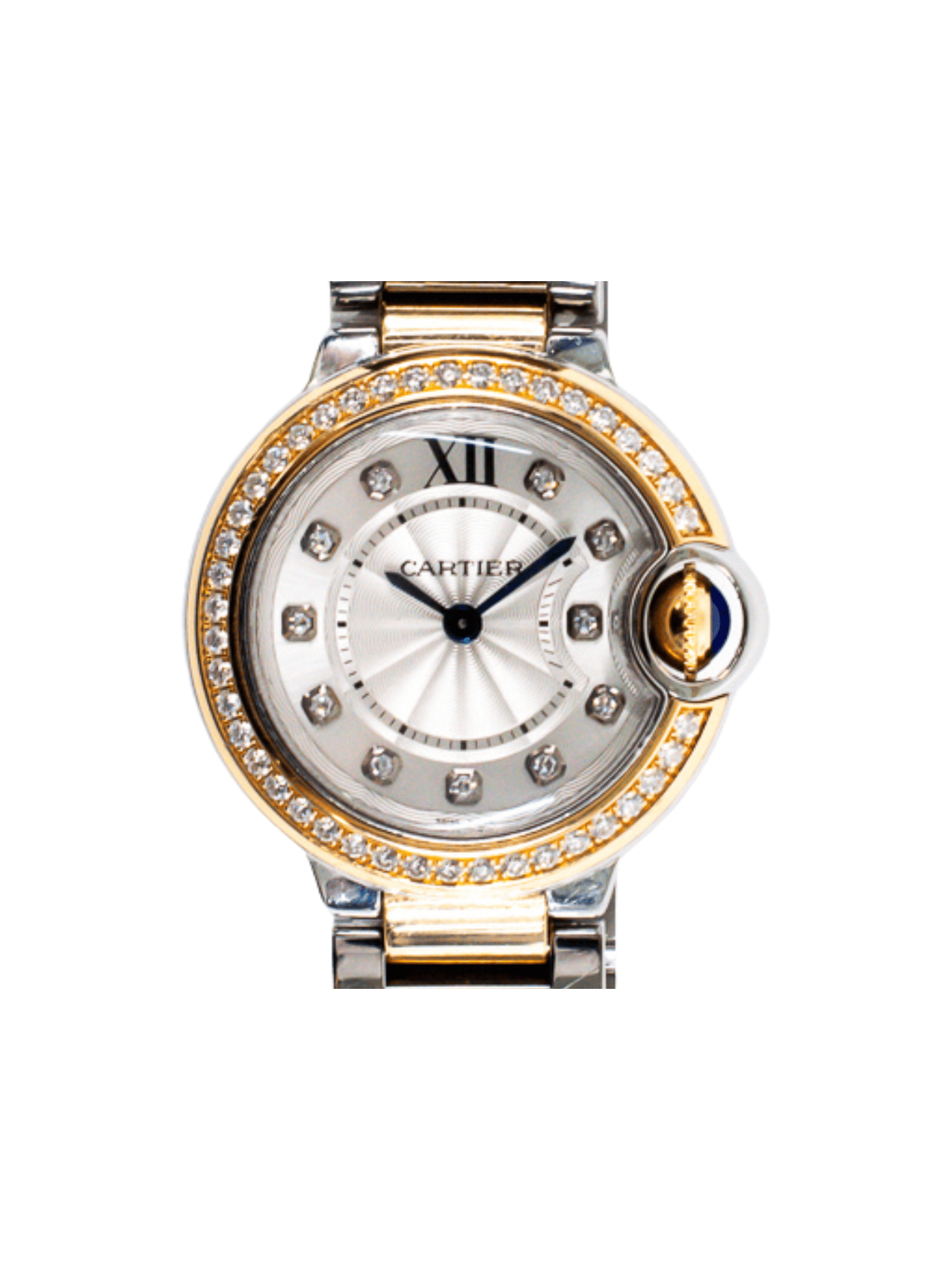 Cartier Ballon Bleu Stainless Steel/Rose Gold Silver Diamond Dial WE902076