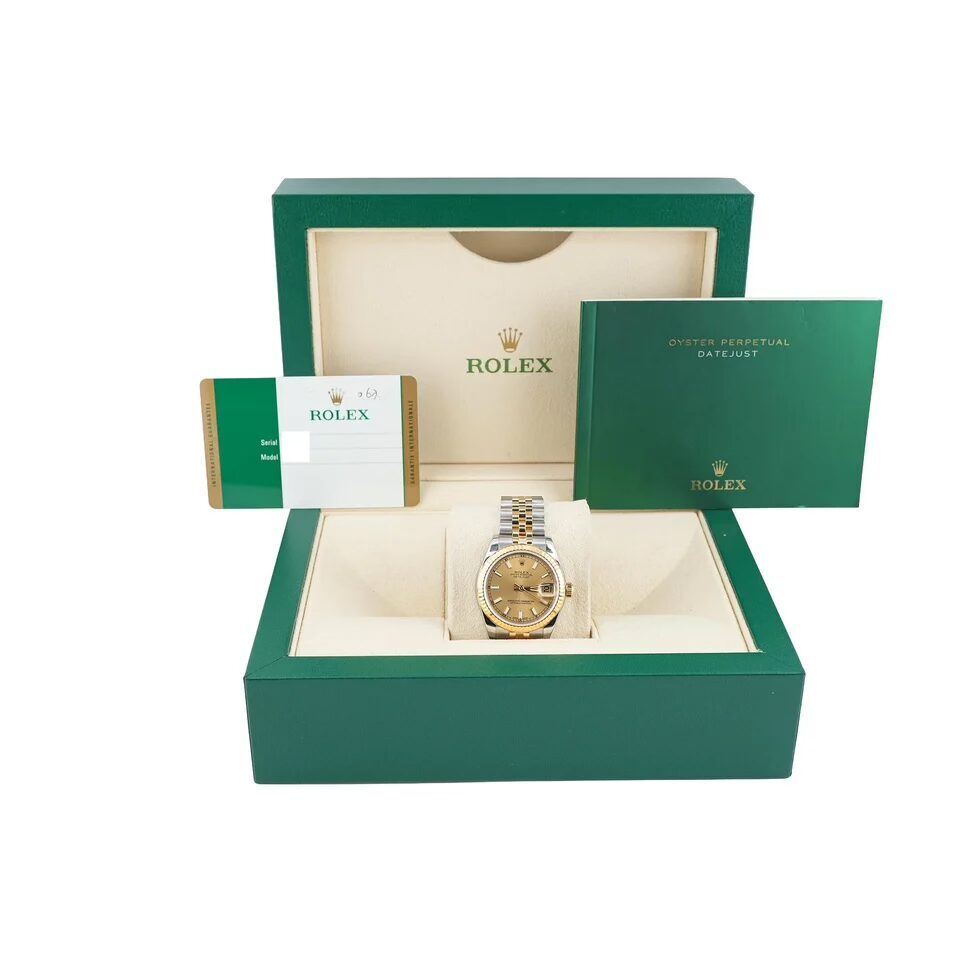 Rolex Lady-Datejust 31 Stainless Steel and Yellow Gold Champagne Stick Dial 178273