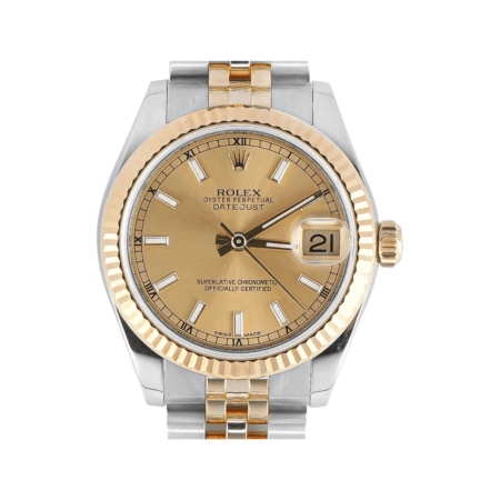 Rolex Lady-Datejust 31 Stainless Steel and Yellow Gold Champagne Stick Dial 178273