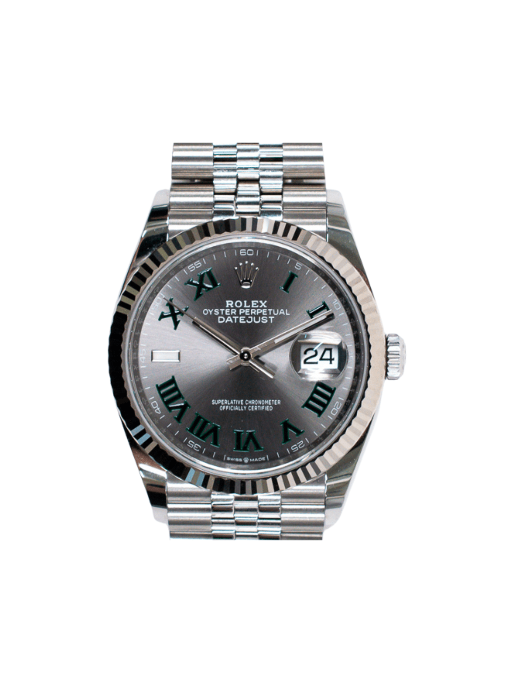 Rolex Datejust 41 Stainless Steel and White Gold Wimbledon Roman Dial 126334