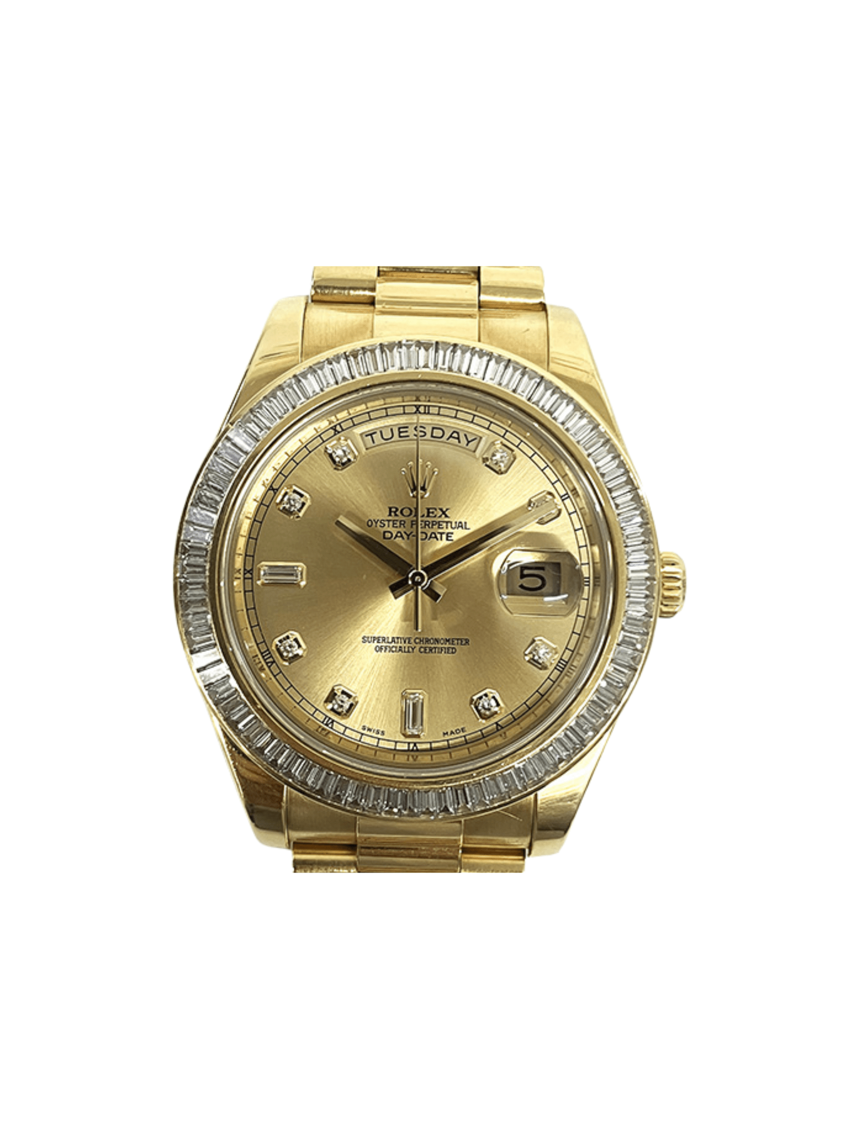 Rolex Day-Date II Diamond Bezel Yellow Gold Champagne Diamond Dial 218398BR