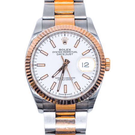 Rolex Datejust 36 Yellow Gold Steel White Dial 126231 Bracelet