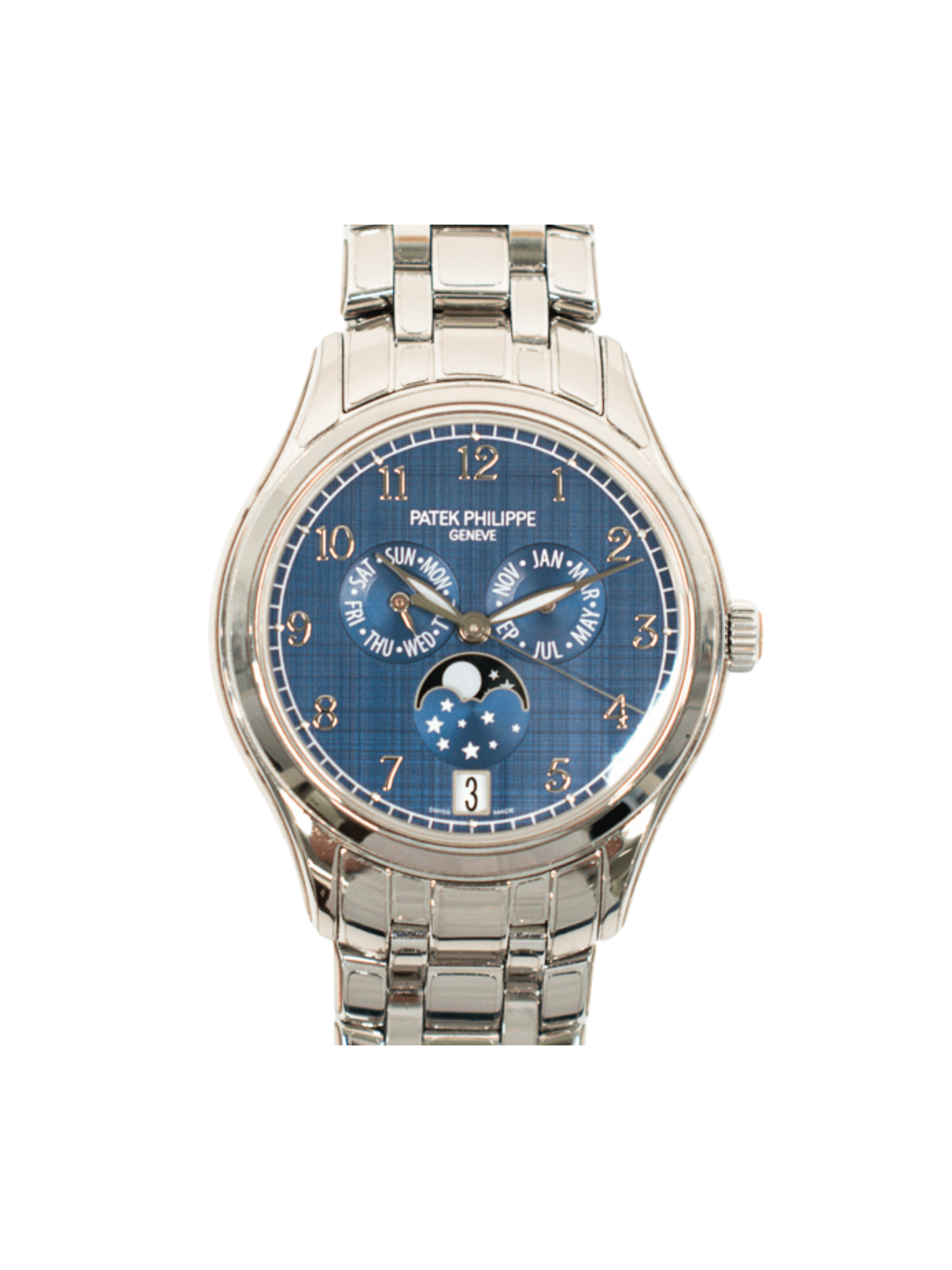 Patek Philippe Annual Calendar Moon Phase Stainless Steel Blue Arabic Dial 4947/1A-001