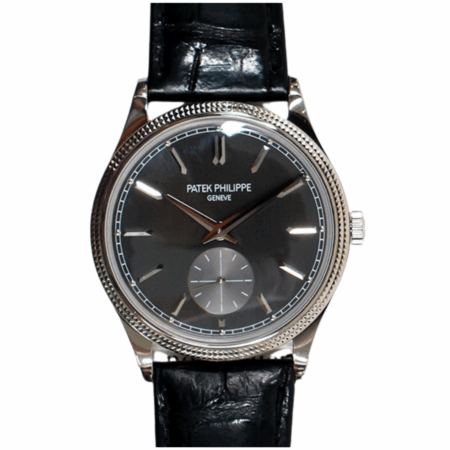 Patek Philippe Calatrava Clou De Paris White Gold Grey Stick Dial 6119G-001